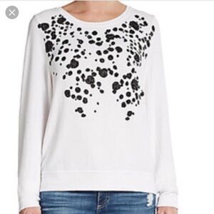 Wildfox | White Black Dalmatian glitter 3D Spotted Jumper Long Sleeve Sweater XS